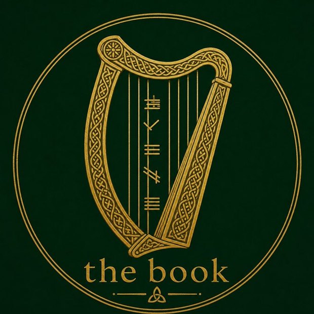 The Book — gold Celtic harp roundel